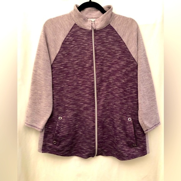 Weekends by Chicos Purple Spacedye Full Zip Jacket Size 2 Large - Picture 15 of 16